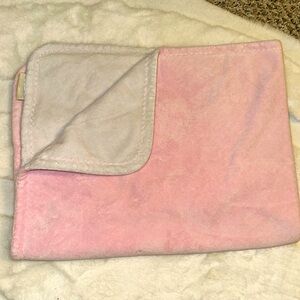 POTTERY BARN KIDS CHAMOIS BABY STROLLER BLANKET PINK WHITE SOFT & THICK